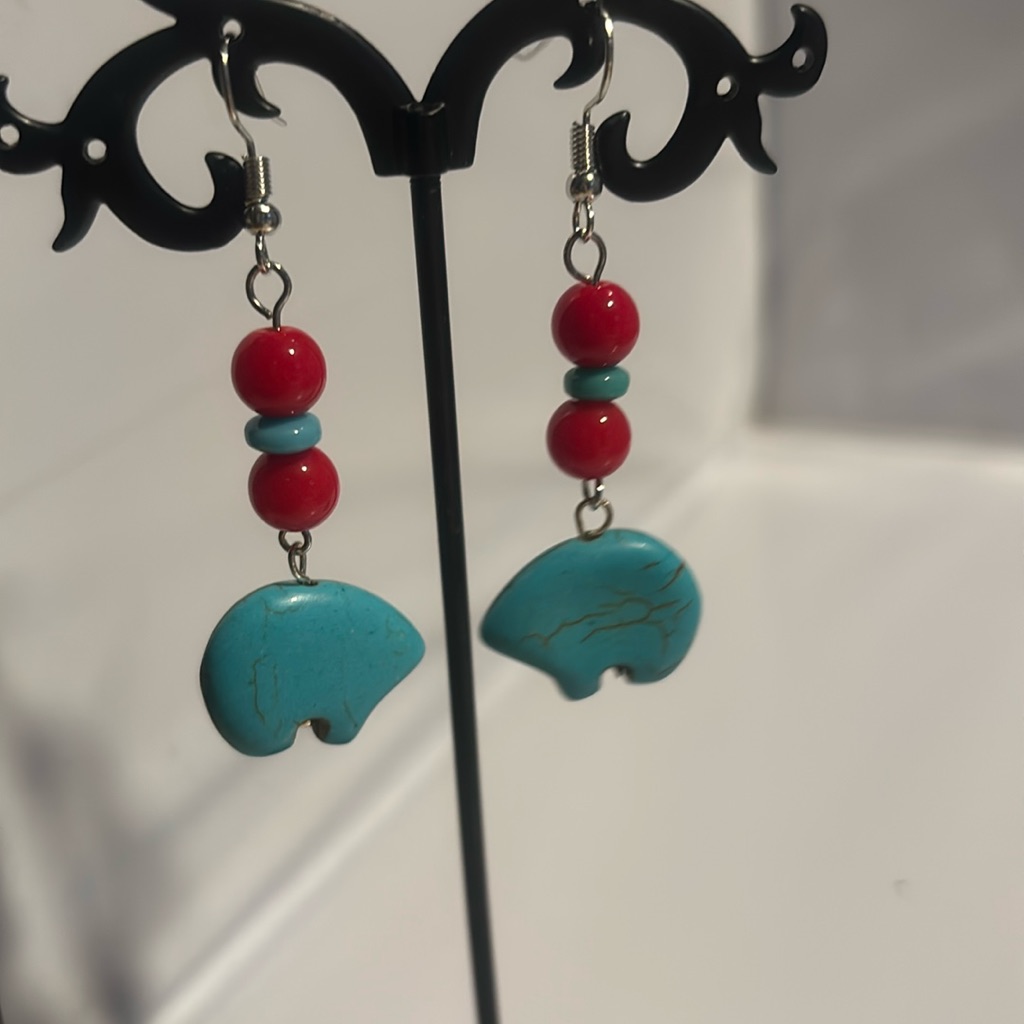 Zuni Bear Turquoise Earrings 14$